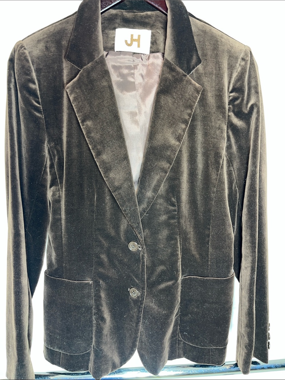 JH Collectibles Chocolate Structured Brown Velvet Blazer size M